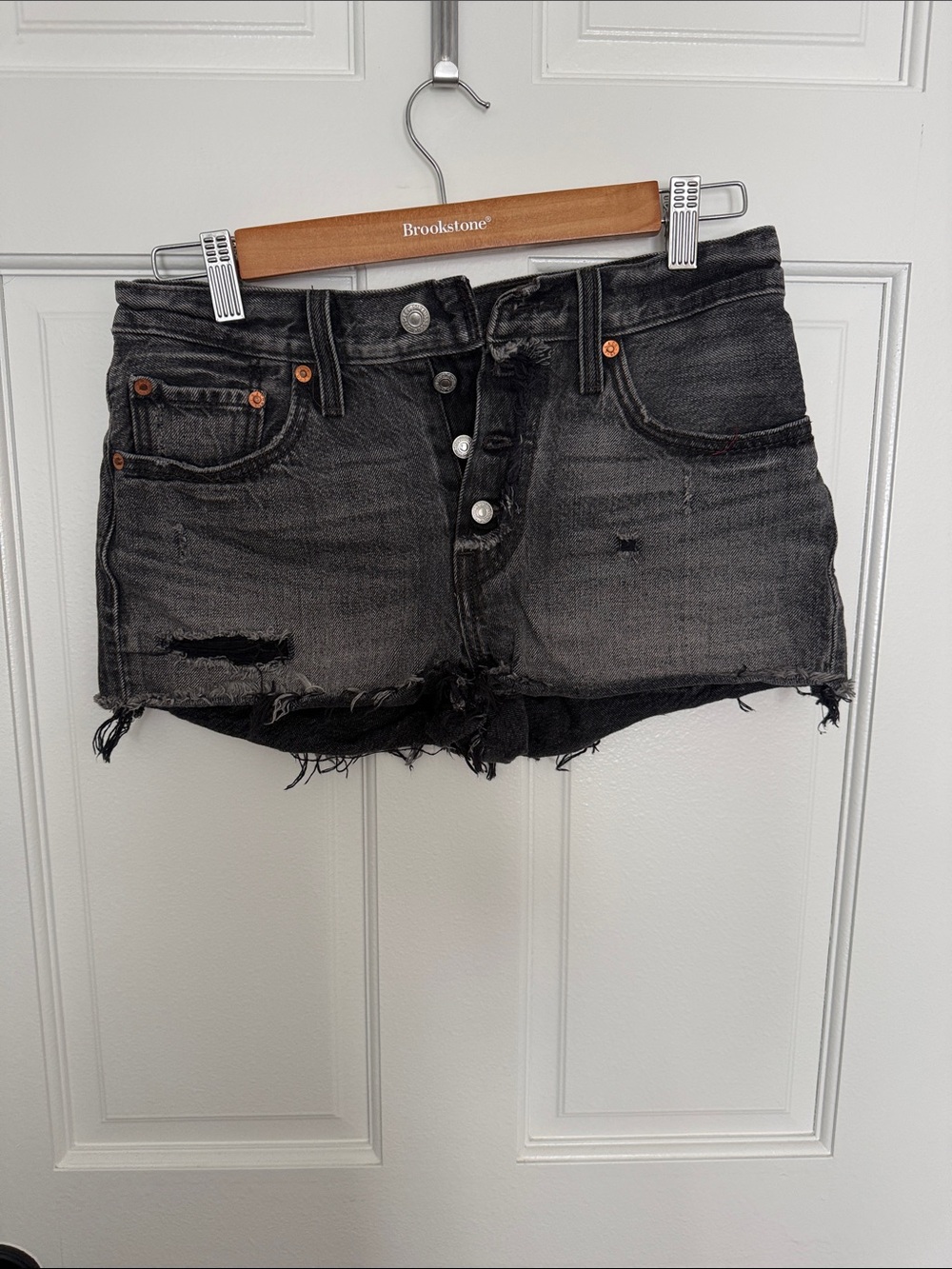 Levi's Black Distressed Denim Jean Shorts